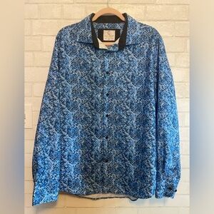 Men's Blue Patterned Dress Shirt